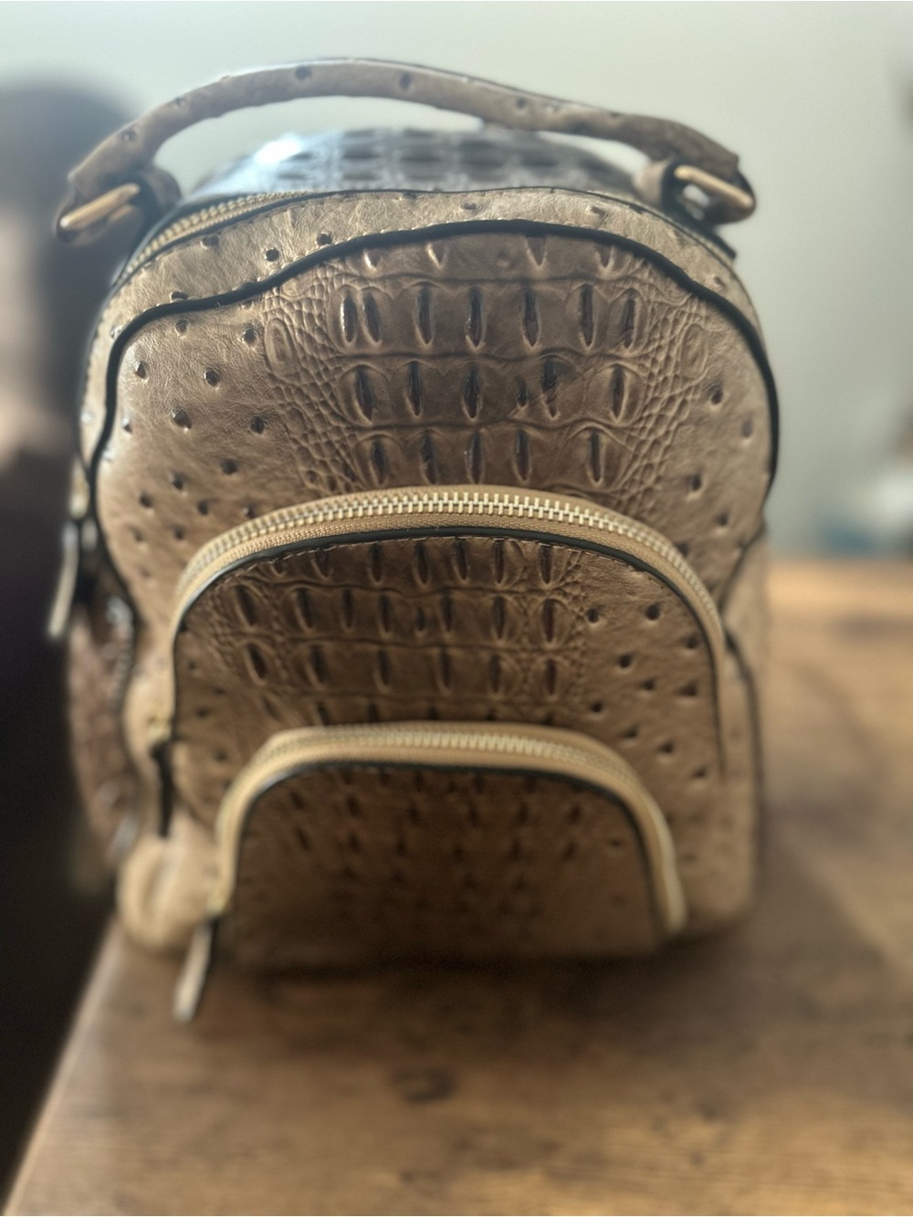 Gold Croc-Embossed Mini Backpack - Women